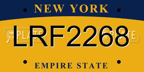 LRF2268 New York License Plate