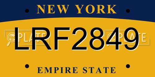 LRF2849 New York License Plate