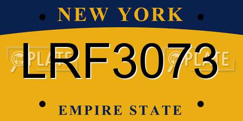LRF3073 New York License Plate