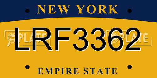 LRF3362 New York License Plate