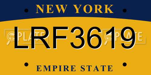 LRF3619 New York License Plate