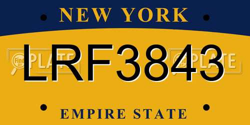 LRF3843 New York License Plate