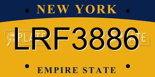 LRF3886 New York License Plate