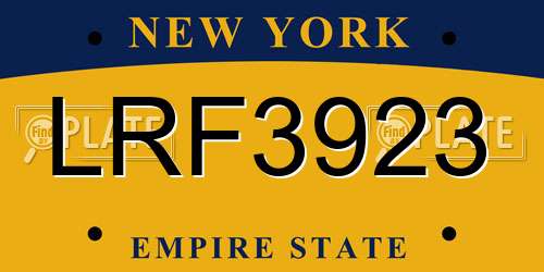 LRF3923 New York License Plate