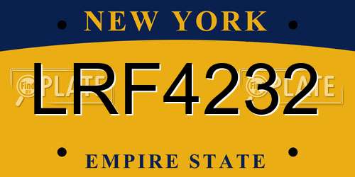 LRF4232 New York License Plate