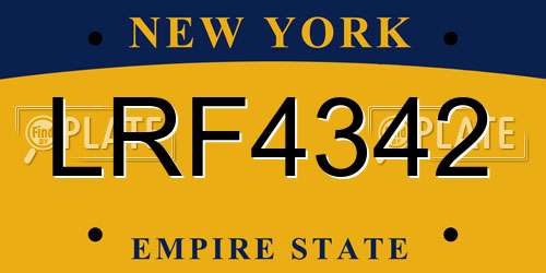 LRF4342 New York License Plate