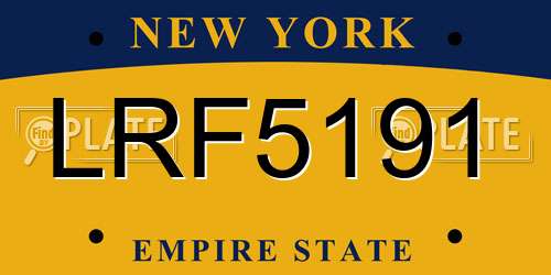 LRF5191 New York License Plate