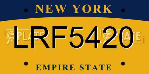LRF5420 New York License Plate