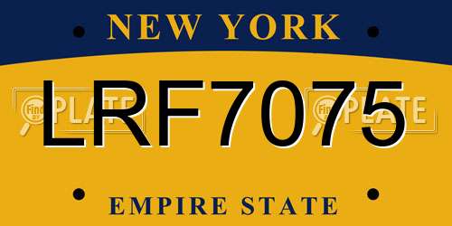 LRF7075 New York License Plate