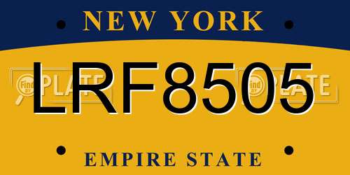 LRF8505 New York License Plate