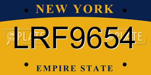 LRF9654 New York License Plate