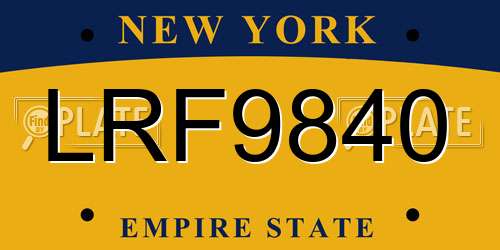 LRF9840 New York License Plate