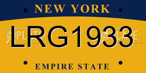 LRG1933 New York License Plate