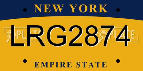 LRG2874 New York License Plate