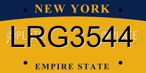 LRG3544 New York License Plate