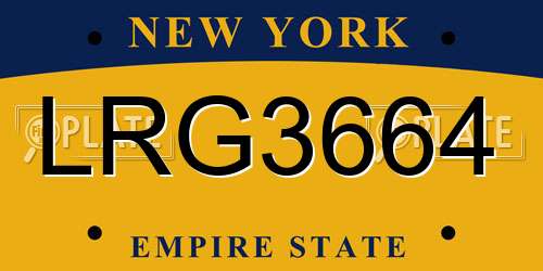 LRG3664 New York License Plate