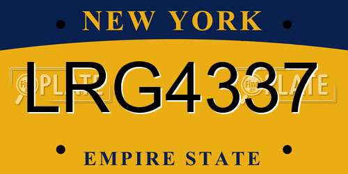 LRG4337 New York License Plate