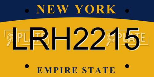 LRH2215 New York License Plate