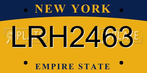 LRH2463 New York License Plate