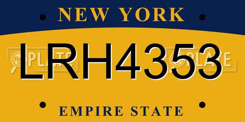 LRH4353 New York License Plate