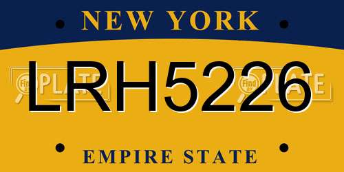 LRH5226 New York License Plate