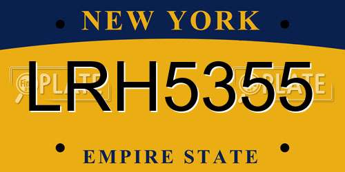 LRH5355 New York License Plate