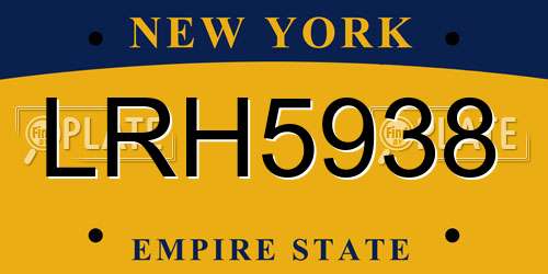 LRH5938 New York License Plate