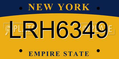 LRH6349 New York License Plate