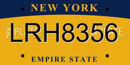 LRH8356 New York License Plate