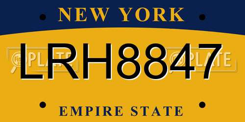 LRH8847 New York License Plate