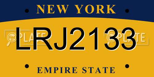 LRJ2133 New York License Plate
