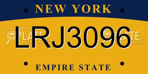 LRJ3096 New York License Plate