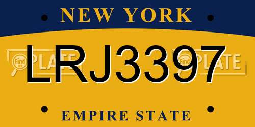 LRJ3397 New York License Plate