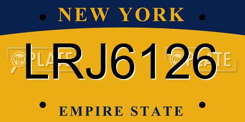 LRJ6126 New York License Plate