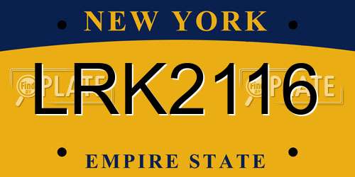LRK2116 New York License Plate