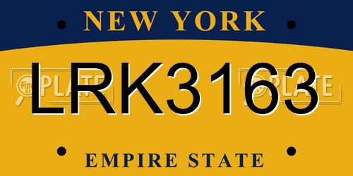 LRK3163 New York License Plate