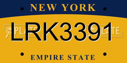 LRK3391 New York License Plate