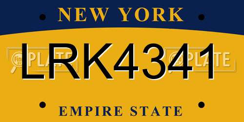 LRK4341 New York License Plate