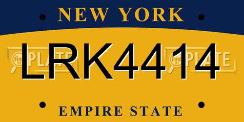 LRK4414 New York License Plate
