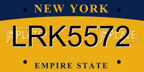 LRK5572 New York License Plate
