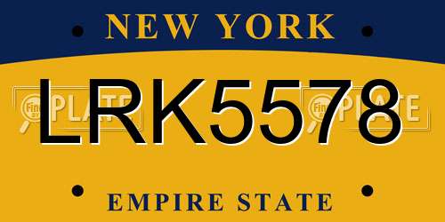 LRK5578 New York License Plate