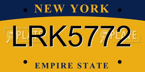 LRK5772 New York License Plate
