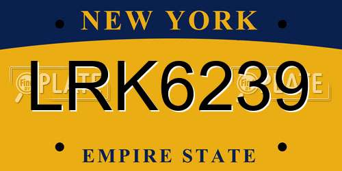 LRK6239 New York License Plate