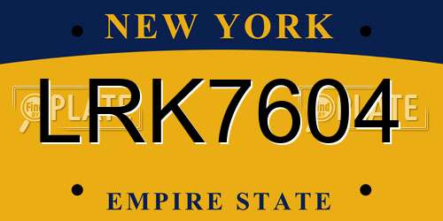 LRK7604 New York License Plate