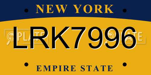 LRK7996 New York License Plate