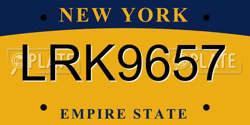 LRK9657 New York License Plate