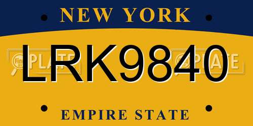 LRK9840 New York License Plate