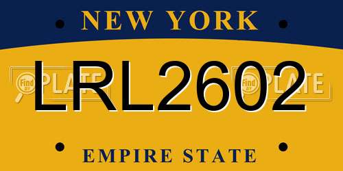 LRL2602 New York License Plate