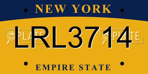 LRL3714 New York License Plate