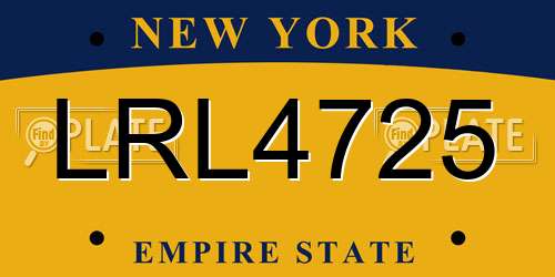 LRL4725 New York License Plate